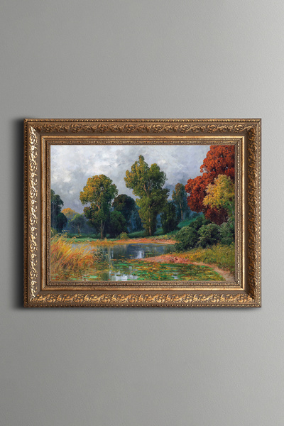 epiqart Sonbahar Manzarası - Vintage Desenli Çerçeve