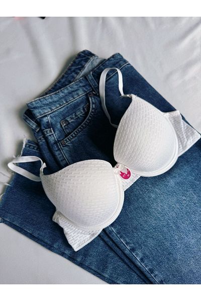 Beyaz Gelincik Underwear Women's White Patterned Ultra Padded Underwire Push up Bra