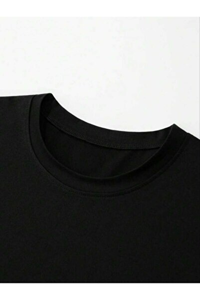 REBRAND Black T-Shirt Set - Printed Top and Bottom Tracksuit Suit Oversize