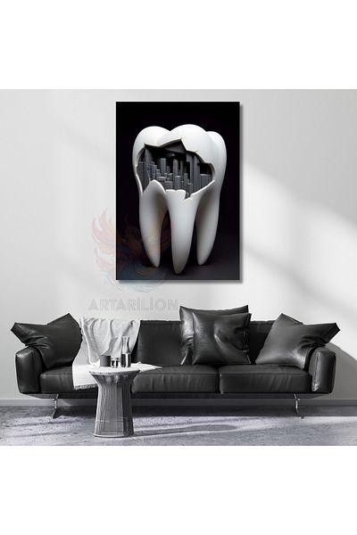 Artarilion Tablou de Arhitectură Dentară Canvas Tablou de Examinare Tablou de Design Dentar Tablou Canvas de Birou