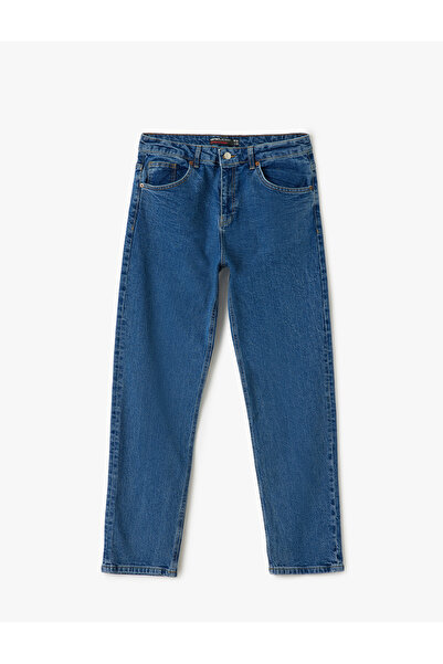 Koton Вінтажні бавовняні прямі джинсові штани з деталями кишень