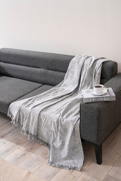 Magu Natural Cotton Gray Woven Sofa Cover