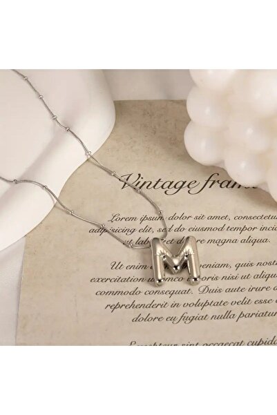 vogutima قلادة نسائية من الفولاذ - قلادة نسائية على شكل حرف M