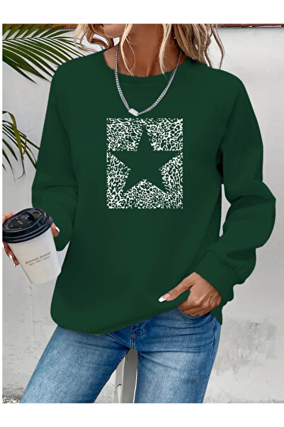 yesıl sarmasık 35 بلوزة نسائية بأكمام طويلة ورقبة دائرية منقوشة من الفسكوز بخ...