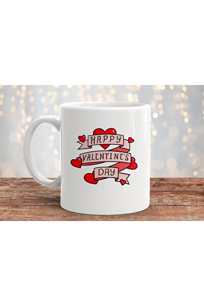 MODA كوب بورسلين مطبوع عليه هدية عيد الحب السعيد