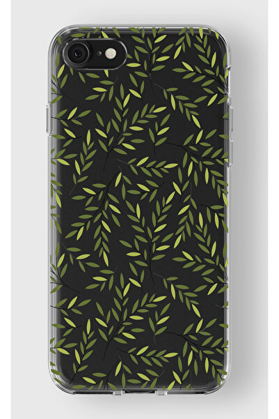 moonset Iphone 7 / 8 / SE Uyumlu Yapraklar Tasarımlı Baskılı Şeffaf Telefon K...