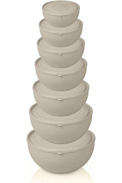STOREMAX Mrttnca Home Cream Round Bowl with Lid Set of 7 Cream Trndymrt 1087243