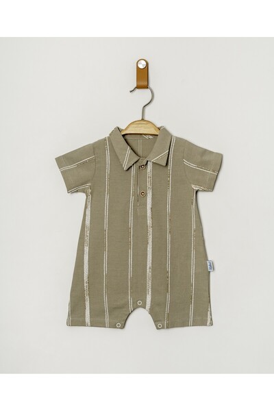 Bulut Baby Çizgili desen Çıtçıtlı Kısa Kollu Erkek Bebek Tulumu