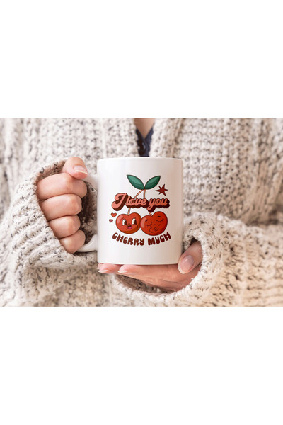 MODA كوب بورسلين هدية مطبوع عليه الكرز الكرز