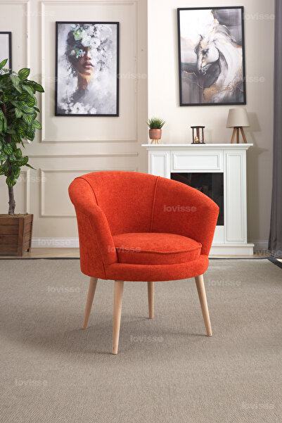 LOVİSSE HOME Turuncu Milano Berjer Tekli Koltuk, Cafe, Ofis, Balkon, Bekleme,...