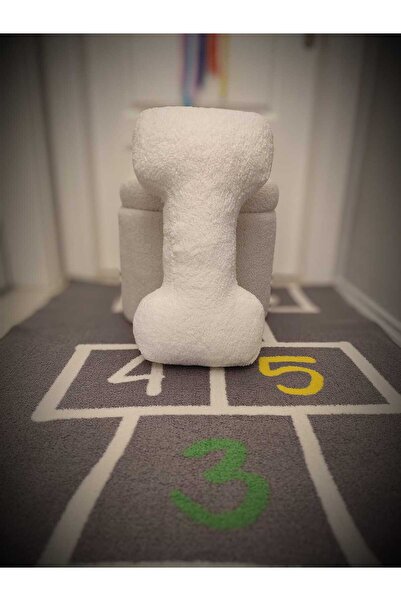 pufftable Pernă decorativă cu litera I din pluș, țesătură albă, dimensiune ma...