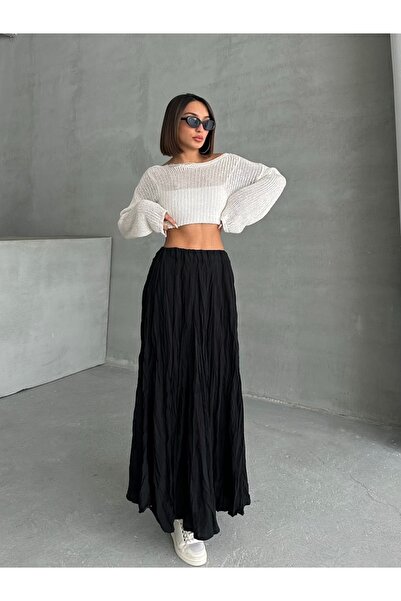 BEJNA Fusta lungă moale cu textura modală șifonată de damă