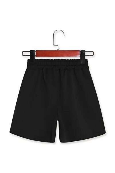 caddekombin Kadın Basketball Mom Baskılı Bermuda Cepli Kordonlu Rahat Kalıp Siyah Şort