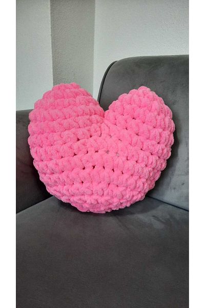 Alize Ali̇ze Puffy Heart Pillow Fuchia Pink Color Valentine's Day Gift Decorative Gift