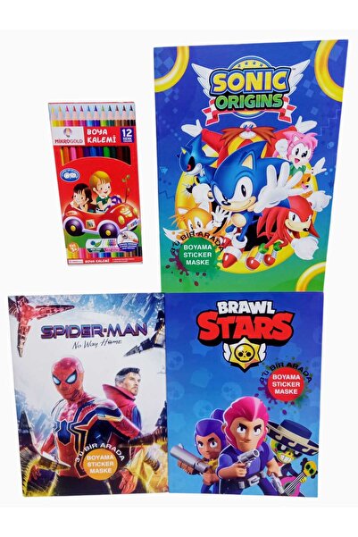 izmir yazici servis 3 Lü Erkek Çocuk Boyama Kitabı Sticker ve Maskeli Kitap 1...