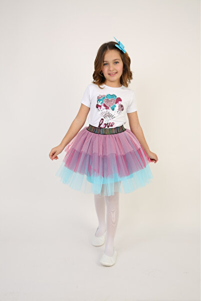 Nacar KIZ  ÇOCUK TSHİRT ETEK TAKIM 23 NİSAN