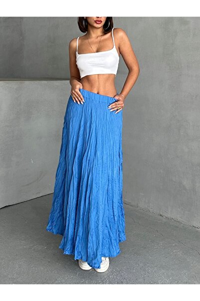 BEJNA Fusta lungă moale cu textura modală șifonată de damă