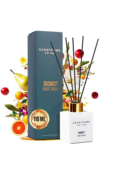 SCENTFUME Raumduft Mit Duftstäbchen, Diffuser, Birne, Mandarine, Orange, 110 ml