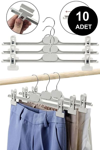 FULLTREND White Latched 10-piece Trousers and Clothes Hangers Set