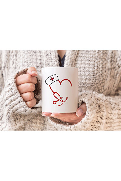 MODA كوب بورسلين هدية مطبوع عليه سماعة الطبيب