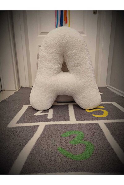 pufftable وسادة زخرفية مخملية حرف A وسادة زخرفية دمية بيضاء من قماش الدمية ال...