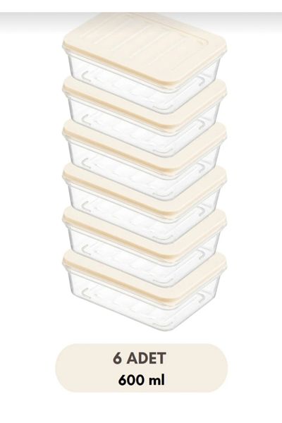 VİZYON 600 ml 6 Pieces Refrigerator Organizer Freezer Storage Container Breakfast Nutrition Containers