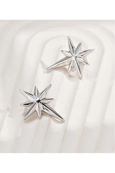mos&more Silver North Star Design Women's Earrings (3cm)