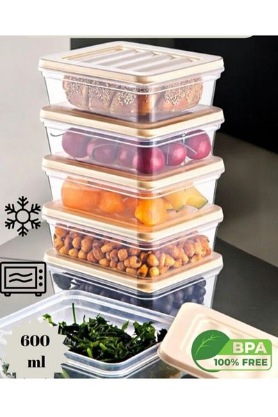 VİZYON 600 ml 6 Pieces Refrigerator Organizer Freezer Storage Container Breakfast Nutrition Containers