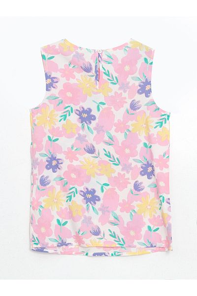 LC Waikiki New Season Crew Neck Floral Παιδική Μπλούζα για κορίτσια - S5JR23Z4