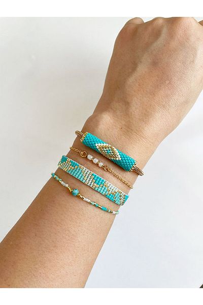 NevoAccessory Mini Green Miyuki Bracelet Set Oliya 4 Pcs