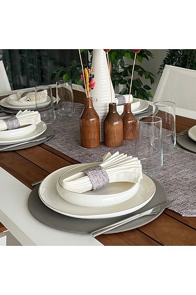 desen izmir New Season American Service - Wicker Pattern 6 Slat and 6 Napkin Rings and Runner Cover