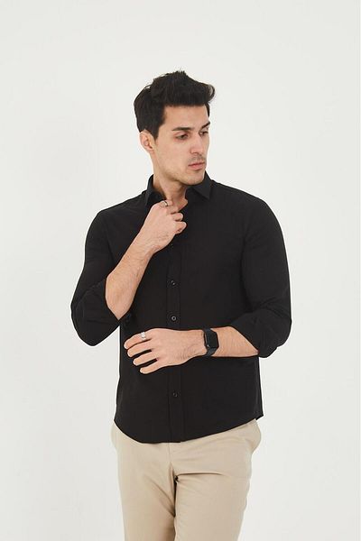jack carisma Ανδρικό πουκάμισο 100% βαμβάκι, λινό υφή Slim Fit