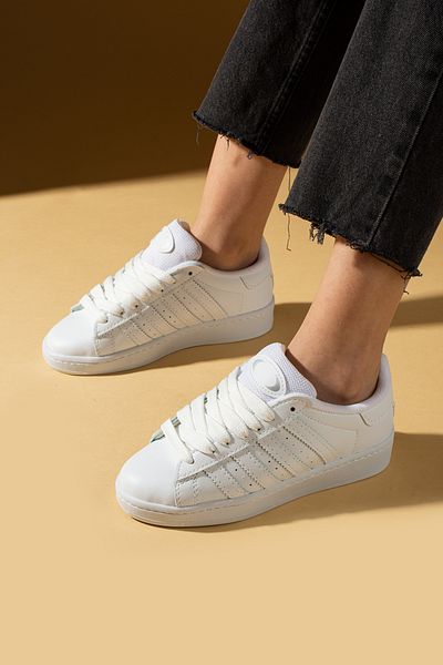 Pembe Potin Pantofi sport albi unisex cu șireturi Pantofi cu talpă confortabilă de zi cu zi