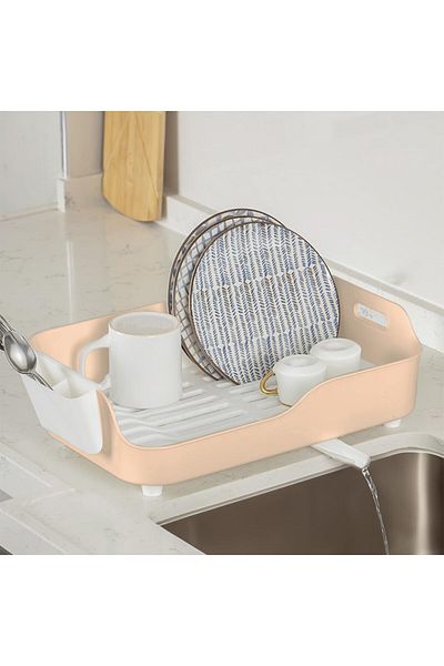 STOREMAX Sellbuystore Akl-060 Beige Luxury Dish Rack Dish Rack - Dish Rack with Directable Water Drainage Channel