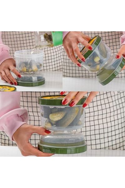 STOREMAX Sellbuystore 1391 Olive Jar with Hourglass Strainer - Olive Pickle Storage Container Transparent 1053513