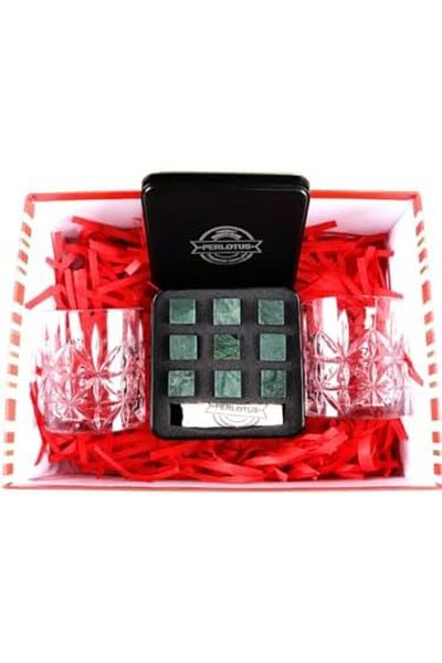 STOREMAX Sellbuystore Marble 9 Whiskey Stones and 2 Whiskey Glasses Christmas New Year Gift 1053513