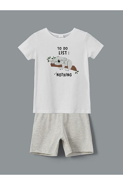 LC Waikiki Lcw Eco Crew Neck Girls' Sleepwear Set with Shorts