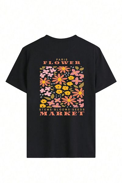 uyguntarz Μπλουζάκι με στάμπα λουλουδιών Paris Unisex Oversize
