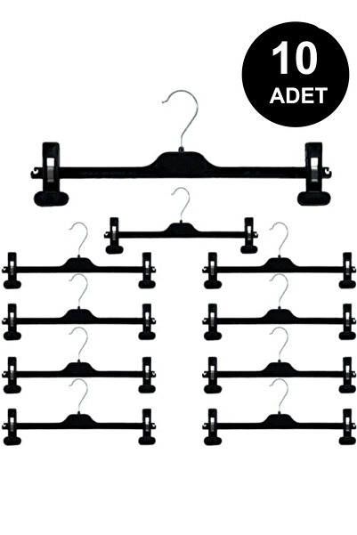FULLTREND Mandallı Askılık 10'lu Em-38/ 38cm Genişlik (elbise Askısı/ Etek Askısı / Pantolon Askısı)