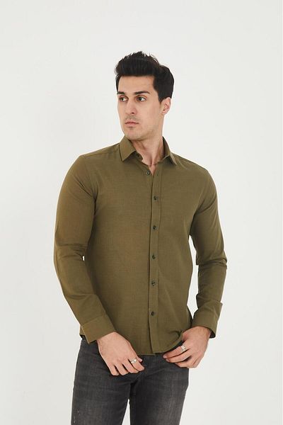 jack carisma Ανδρικό πουκάμισο 100% βαμβάκι, λινό υφή Slim Fit