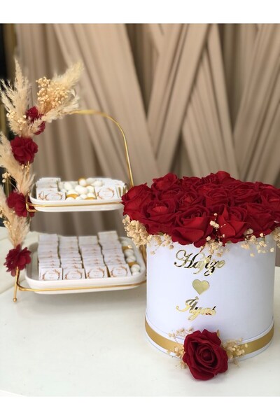 Masalsı Concept 80 Madlen iki katlı standlı çiçek süslemeli söz nişan kız ist...