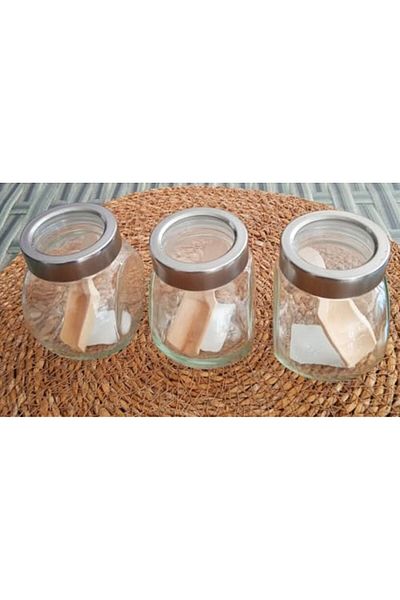 STOREMAX Sellbuystore Set of Glass Spice Bottle with Spoon and Metal Lid Salt Shaker Decorative 1053513