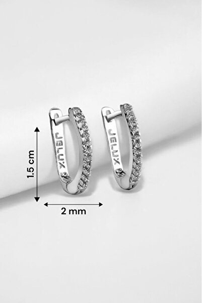 jelux silver Gümüş 925 Ayar Yarım Tur Su Yolu Zirkon Taşlı Küpe