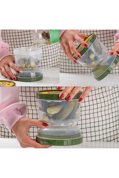 STOREMAX Sellbuystore 1391 Olive Jar with Hourglass Strainer - Olive Pickle Storage Container Transparent 1053513