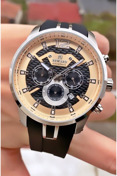 Reward Brand Black Color Inner Functions Active Men's Wrist Watch - Bracelet Gift