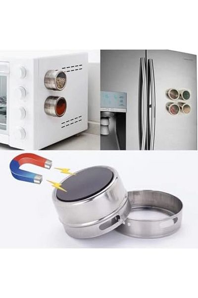 STOREMAX Phop 6 Spice Holder Set - Stainless Steel, Metal Stand, Clear Closure