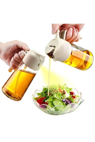 çeçem ticaret 2 adet Çift Fonksiyonlu Cam Yağdanlık 450ml Zeytinyağı Sıvıyağ ...