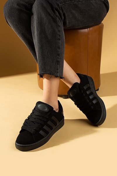 Pembe Potin Black Black Unisex Sports Sneaker Lace-Up Casual Comfortable Sole Shoes