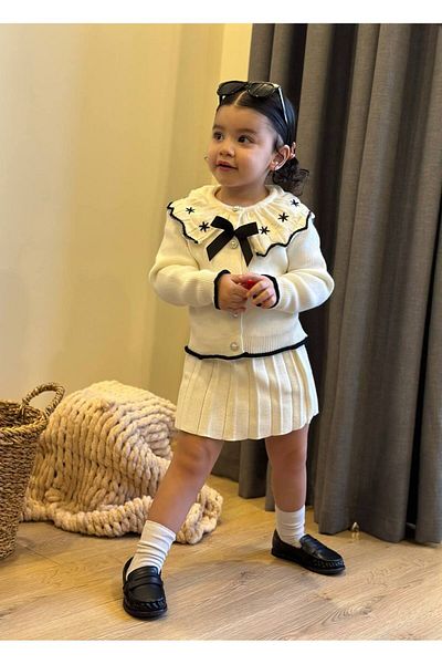 anonim Girl's Ribbon Skirt Knitwear Set