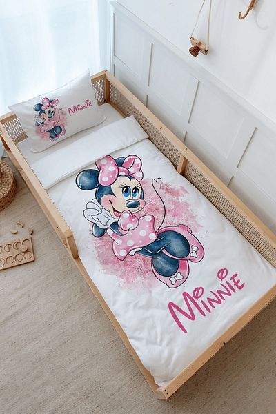 Tuğba Kuğu Montessori Duvet Cover Set (100X200) - Mini Mouse with Cute Dress